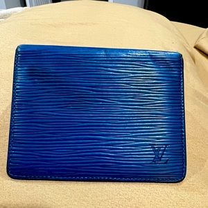 GUC blue epi leather Louis Vuitton card holder.